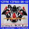 ヤマハブラックフレームレッドYZF600 YZF R6 1998 1999 2000 2001 2002 230hm.28 YZF-R6 98 YZF 600 YZF-R600 YZFR6 98 99 00 01 02フェアリング