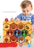 Montessori Hive Games Board 7 stks bijen met klem leuk plukken vangen speelgoed educatief bijenkorf baby kinderen ontwikkelingsspeelgoed board5116183