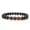 12 Constellation Natural Black Onyx 10mm Lava Tiger Eye Stone Pärlor Män Armband Leo Lovers Energy Strand Pulseras