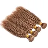 Kinky Curly Human Hair Weave 4 wiązki 27 miód blondynka czysto kolorowa brazylijska dziewicza kręcone ludzkie włosy 4pcs wątki włosów przedłużanie 17236491