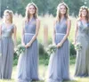 Halter Tulle Floor Length Bridesmaid Dresses Pleated Sequins Gray Wedding Party Dress V Neck Chiffon Long Bridesmaid Gowns