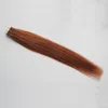 人間の髪の伸びの100gのテープストレート40ピースのバンドル織りPUテープ髪の伸縮＃33暗いオーバーンブラウン