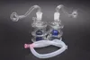 10mm 미니 유리 봉 나선형 Recycler Dab 오일 굴착 물 파이프 10mm Banger 및 호스가있는 공동 물 봉