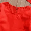 Långärmad röd spetsklänning baby flicka prinsessan klänning barn julfest spetsklänning med pannband outfit chidlren xmas kläder3215301