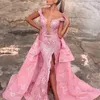Gorgeous Applique Mermaid Prom Dress With Detachable Overskirt Off Shoulder Side Split Lace Evening Dress Sexy Dubai Women Vestidos De Fiest