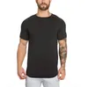 Mężczyzna T-shirt Haftowany Pure Color Fitness T Shirt Mężczyźni Casual Bawełna Nieregularne Siłownie Tees Moda Boutique Odzież