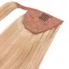 Хвост обернуть клип в наращивание человеческих волос цвет #18/22 закат блондинка бразильский человеческих волос волна тела 100 г в упаковке