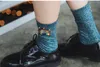 Nova chegada mulheres glitter meias abacaxi arco-íris padrão sliver slik brilho meias outono brilhante retrô simples fêmea na meia de tubo