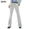 GXXH 2018 New Men's Flared Calças Calças formais Bell Pant Pant Dance White Terno Calças Tamanho 28-30 32 32 3 3 36 37