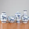 Estilo chinês jingdezhen azul clássico e branca porcelana kaolin vaso de vaso home decoração vasos artesanais