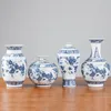 Estilo chinês jingdezhen clássico azul e branco porcelana caulim vaso de flores decoração para casa vasos artesanais8204197