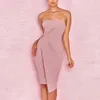 Women Sexy Stylish Bodycon Dress Striking Fold Front Asymmetric Dress Casual Strapless Summer New style Fashion