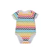Babykläder 2018 Nyaste påskens dag Kläder Tjejer Jumpsuits Stripe Tryckt Kortärmad Romper Baby Girls Kläder Boutique 7styles