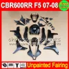 8Gifts Unpainted Full Fairing Kit för Honda CBR600RR 07-08 CBR 600RR 600 CBR600 RR F5 600RR CBR 600F5 07 08 2007 2008 Fairings Bodywork Body