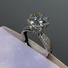 Estilo da flor Das Mulheres Moda Rosa de ouro Preenchido 925 anéis de prata esterlina 3ct CZ Diamante Cadeia de noivado anel de casamento para as mulheres