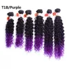 Fashion 1418inch Ombre Burgundy Blonde Synthetic Weave Curly Hair Bundles Sew in Hair Extensions 6pcsPack2695737
