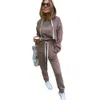 XUANCOOL Herbst Winter Unregelmäßige Feste frauen Outfits Langarm Hoodies und Lange Hosen Zwei Stück Set Fitness Trainingsanzug1