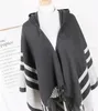 Women Tassel Shawls 2 Colors Fashion Stripes Beige Gray Scarves Hooded Shawls Poncho Wraps for Winter Free Shipping