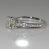 Кольцо принцессы с бриллиантом из белого золота 18 карат, кольцо с квадратным бриллиантом и четырьмя когтями, женские модели, свадебное простое кольцо, розничная продажа, оптовая продажа