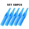 50Pcs Punte per tatuaggio usa e getta Blu Punta per ugello sterile Plastica 13FT 5FT 7FT 9FT 11FT Per tatuaggio Permanente Trucco Aghi Punte