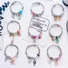 DIY beads string crystal hand chain bracelet adjustable stainless steel bracelet ladies Pandora 20 Style Beads Bracelet Women's Bangle