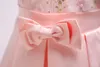 2018 enfants rose perlage Fleurs Princesse Robes de fête Vêtements enfants filles bébé Robe élégante enfant en bas âge Robe de mariée fleur pour 100-150cm