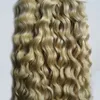 Blond Unprocessed Brazilian Curly hair Human Tape Hair Extensions 100g Apply Tape Adhesive Skin Weft Curly Tape Hair Extensions 40 pcs