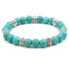 Bracelet en pierre turquoise naturelle bleu vert pour Homme et Femme, breloques de 8MM, perles de Yoga