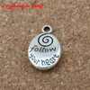 MIC .100pcs Antiqued Silver Alloy Oval " follow your heart "charm Pendants 12.5x20mm DIY Jewelry A-160