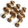 Piano Color Péruvien Cheveux Humains Bundles Offres 3Pcs Vague de Corps 8613 Brun et Blond Piano Mix Couleur Vierge Extensions de Tissage de Cheveux 787205786