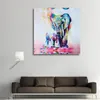 Färgglada elefantmor och barnmålning Bilder Abstrakt väggkonsttryck på duk för vardagsrum heminredning Unframed2798772