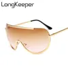 Oversize Shield Sunglasses Big Frame Alloy One Piece Sexy Cool Sun Glasses Women Gold Clear Eyewear Gradient