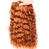 Brown Blonde 3 Bundles with Closure Brazilian Water Wave Curly Remy Human Hair Weave #30 Auburn 4*4 Lace Closures 4pcs lot