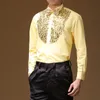 Mannen Lange Mouwen Mannelijke Ballroom Dansjurken Latin Danskostuums Katoen Mix Sequin Shirt Moderne Tango Rumba Wear