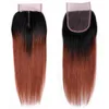 Ombre Colored Hair Vendors Human Hair Weave Middle Part 4x4 Lace Closure Extensions Natural Black 1B27 1B30 1B33 1B99J9516563