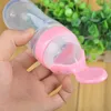 Safe Cute Baby Rice Paste Eating Training Silicone with Spoon Bottle Infant's Complementary Food Squeeze Bottle Milk Juice Bottles 90ml