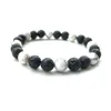 8mm Natural Preto Lava Stone branco Pulseira Turquesa Vaolcano Pedra Aromaterapia Difusor de Óleo Essencial Pulseira Para As Mulheres Yoga jóias