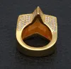 Męska 3d gwiazda 14K złota platowane miedziane pierścionki Bling lodowany Cz Stone Star Kształt Pierścień Złote Srebrne Rosegold Hiphop Jewelry209h