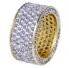 Gold 360 Iced Out Cumbic Zirconia micro pave bling bling rings cuivre 18k plaqués supérieurs plaqués diamants simulés rings hip hop2138067