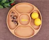 10pcs/lot 5 lattices Round Wooden Snack dish Family fruit dessert dish grains wood plate Home Party servicing Tray
