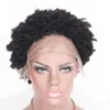 Human Hair Lace Front Wig Kinky Curly Brazilian Remy Hair Short Wigs 130% Density Natural Color