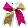 20 pcs 7 Inch Large Cheerleading Cheer Bow Glitter Grosgrain Ribbon Elastic Band Ponytail Hair Bows Girls/Women