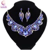 Ensemble de bijoux de mariée en cristal de couleur or, dubaï, collier, boucles d'oreilles, accessoires de fête de mariage pour femmes