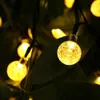 21ft 30leds Crystal Ball Water Drop Solar Powered String light Globe Fairy Lights 8 Working Effect for Outdoor Garden Christmas Decoration Holiday Lighting