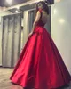 ALINE Otwórz długie satynowe Długość podłogi Sukienki Prosta czerwono -czerwona i królewska niebieska suknia wieczorowa Otwarta Back3083630