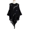 Womens Poncho Sweater 불규칙한 V 목 Tassels 긴 판초 케이프 뜨개질 우아한 코트 판쵸