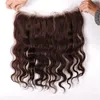 Chocoladebruin Braziliaans menselijk haar weeft 3 bundels met frontale lichaamsgolf 4 donkerbruine haarbundelaanbiedingen met 13x4 kant fronta7812266