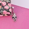 316L Acero quirúrgico Enchanted Crown Skull Navel Ring Claro Rhinestone Crystal Navel Bars / Belly Button Ring