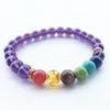 Großhandel handgefertigtes buntes rotes Achat-Amethyst-Vulkan-natürliches violettes schwarzes Stein-Matt-Yoga-Buddha-Perlenarmband für Frauenschmuck