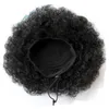 Rabo de cavalo de cabelo humano em OFF BLACK fro Rabo de cavalo de cordão Biba Platinum Afro rabo de cavalo Puff Drawstring envoltório cabelo encaracolado Bun Updo Chignon 120g